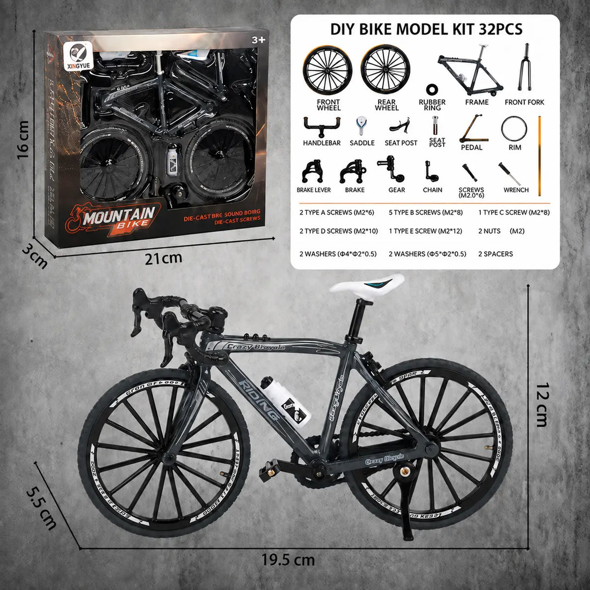 DIY Metal Bicycle Model Kit — 32 Pieces Modifyt